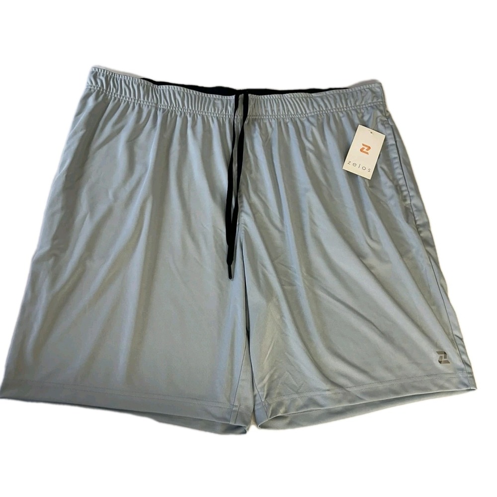 NWT Zelos Men's Gray 9" Inseam Shorts XXL 2XL Pockets Drawstring Elastic Waist